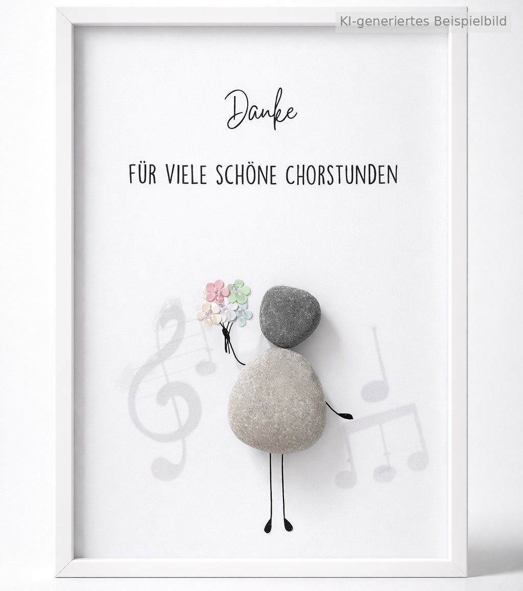 Kieselsteinbild Danke für viele schöne Chorstunden, handgemachtes Steinbild