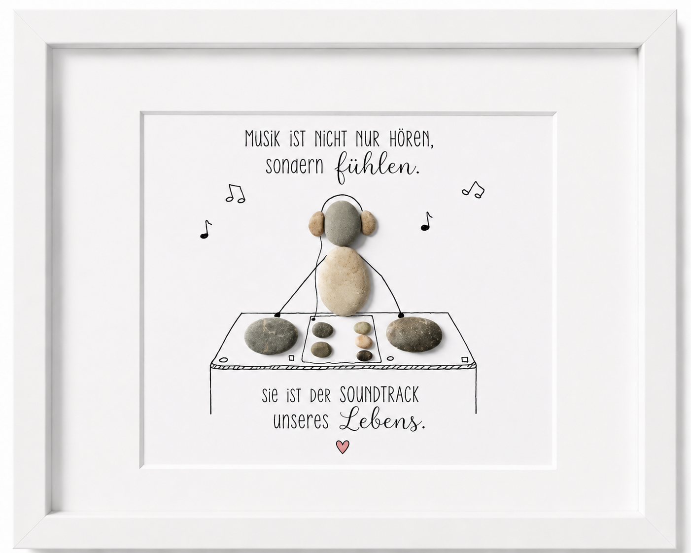 Kieselsteinbild Musik ist nicht nur hören sondern fühlen, handgemachtes Steinbild