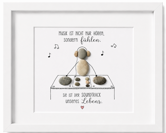 Kieselsteinbild Musik ist nicht nur hören sondern fühlen, handgemachtes Steinbild