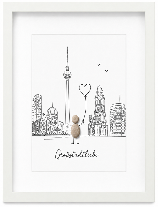 Kieselsteinbild Berlin Skyline Großstadtliebe, Geschenk für Berlin-Liebhaber, handgemachtes Steinbild