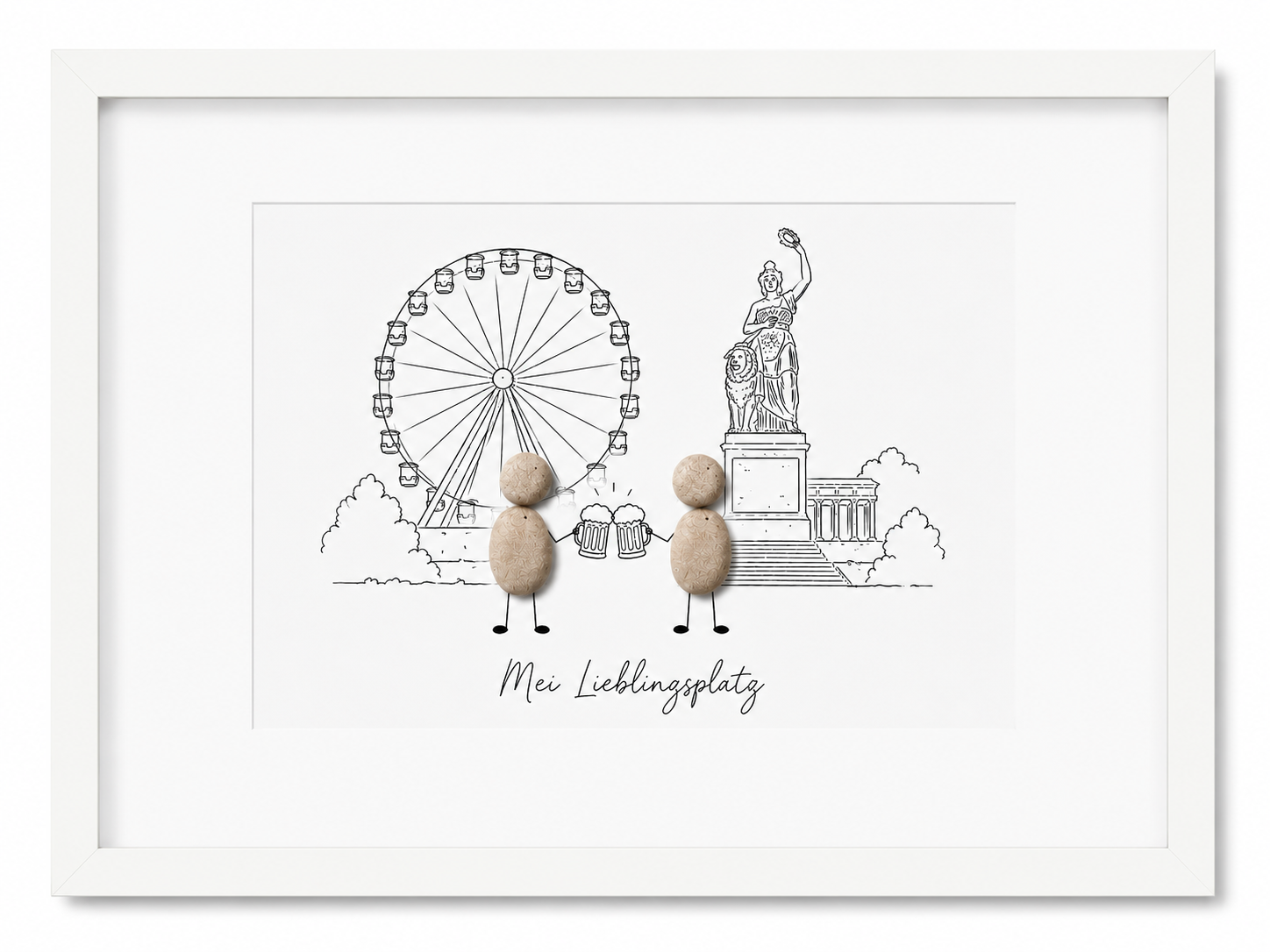 Kieselsteinbild München Bavaria Mei Lieblingsplatz, Geschenk für München-Liebhaber, handgemachtes Steinbild
