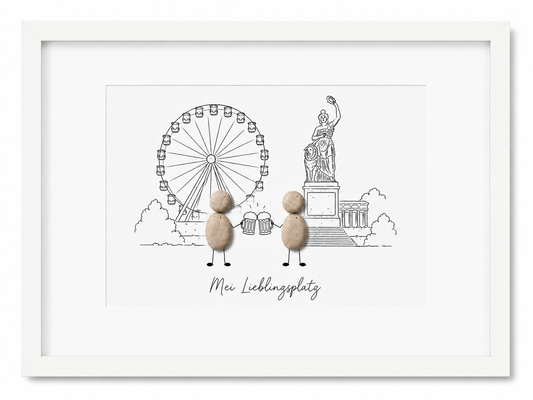 Kieselsteinbild München Bavaria Mei Lieblingsplatz, Geschenk für München-Liebhaber, handgemachtes Steinbild