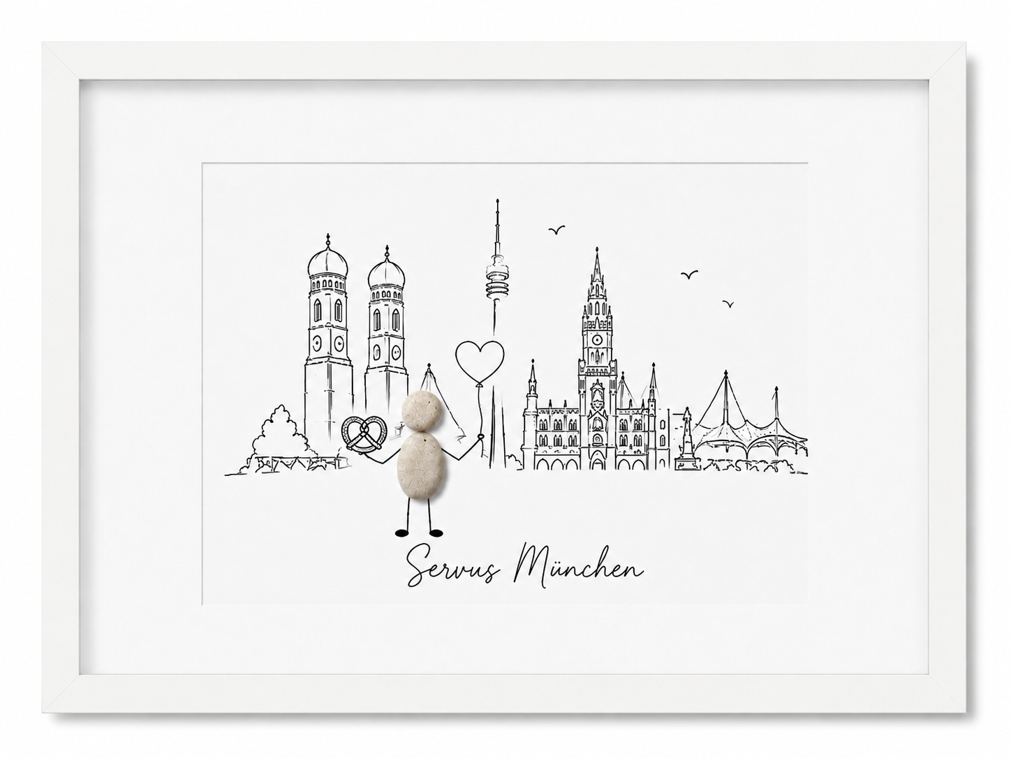 Kieselsteinbild München Servus München, Geschenk für München-Liebhaber, handgemachtes Steinbild
