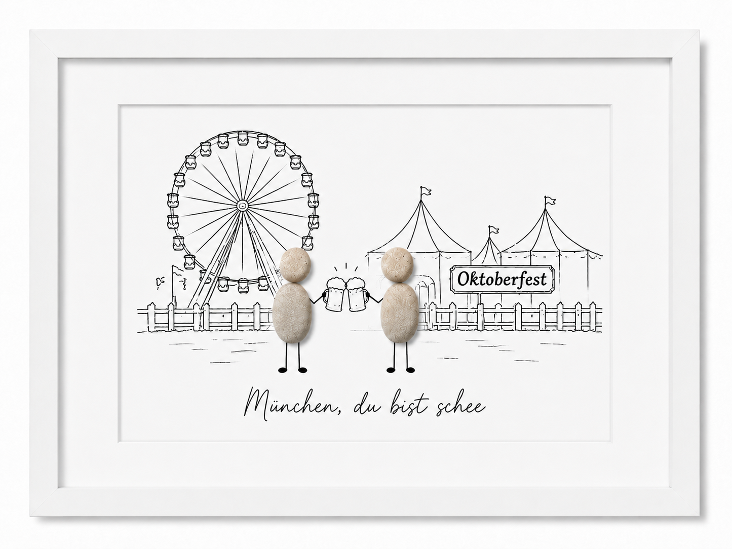Kieselsteinbild München Du bist schee, Geschenk für München-Liebhaber, handgemachtes Steinbild