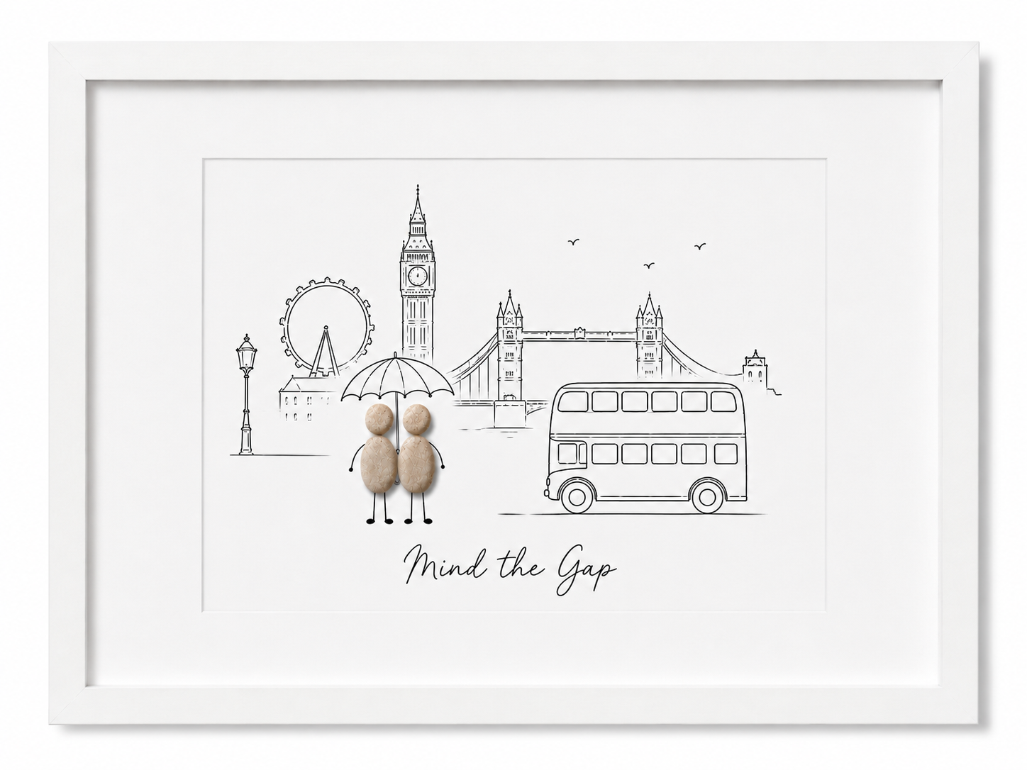 Kieselsteinbild London Skyline, Geschenk für London-Liebhaber, handgemachtes Steinbild