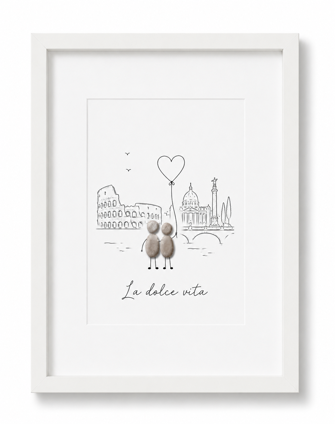 Kieselsteinbild Rom La dolce vita, Geschenk für Rom-Liebhaber, handgemachtes Steinbild