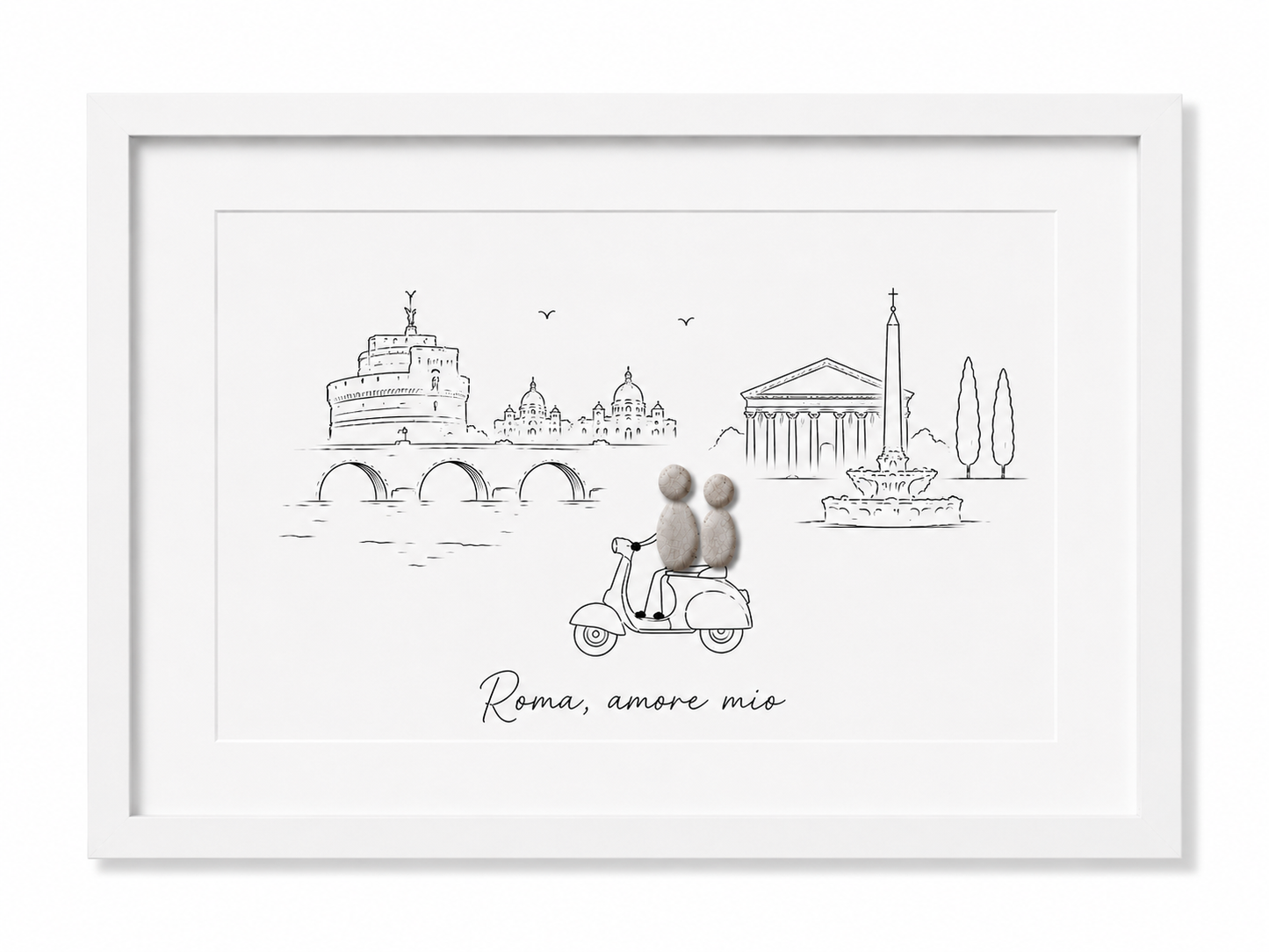 Kieselsteinbild Roma amore mio, Geschenk für Rom-Liebhaber, handgemachtes Steinbild