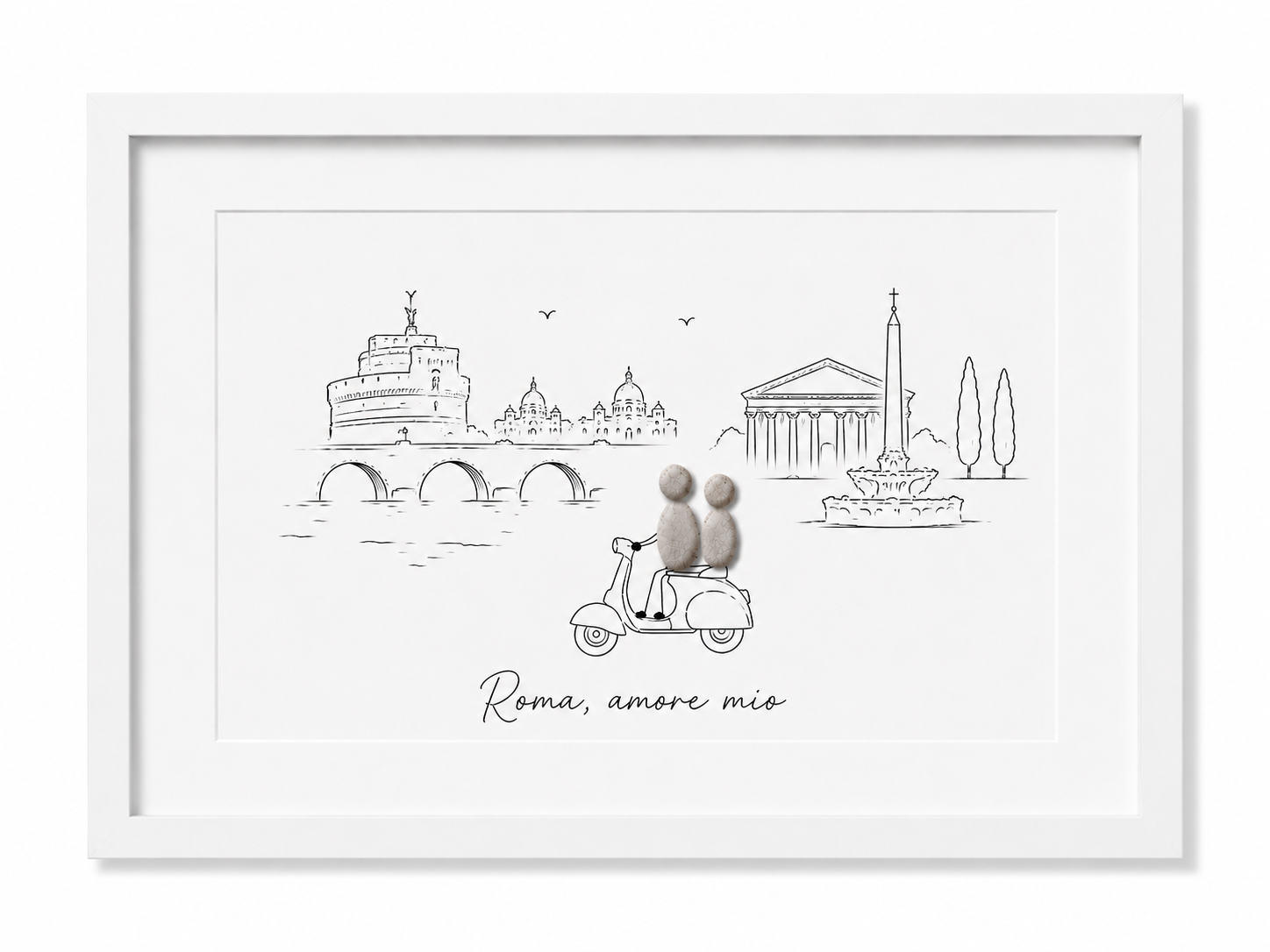 Kieselsteinbild Roma amore mio, Geschenk für Rom-Liebhaber, handgemachtes Steinbild