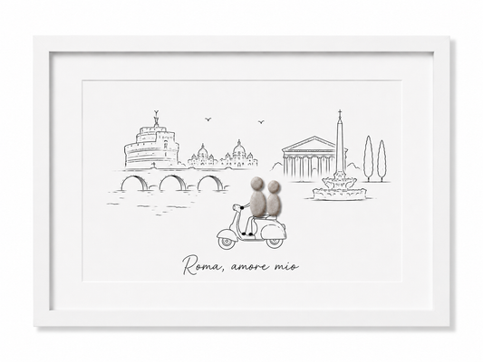 Kieselsteinbild Roma amore mio, Geschenk für Rom-Liebhaber, handgemachtes Steinbild