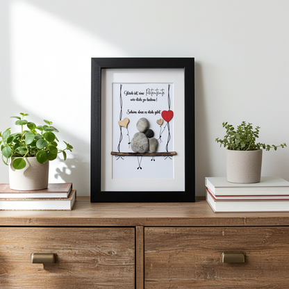 Handgefertigtes Steinbild mit Spruch „Glück ist, eine Patentante wie dich zu haben“ – persönliches Patengeschenk