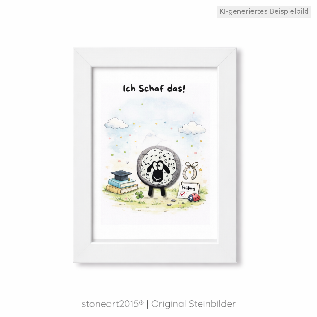 Kieselsteinbild Ich schaf das – Geschenk zur Prüfung, handgemachtes Steinbild