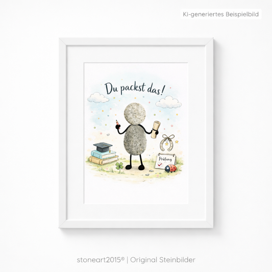 Kieselsteinbild Du packst das – Geschenk zur Prüfung, handgemachtes Steinbild
