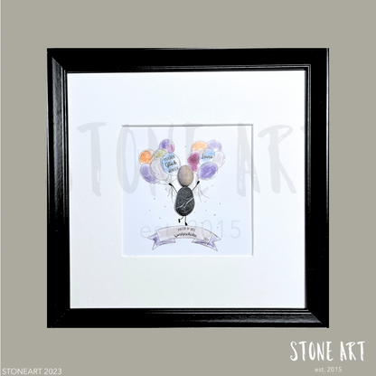 Handgefertigtes Steinbild mit dem Spruch „Herzlichen Glückwunsch – Master of…“ – personalisierbares Geschenk zum Studienabschluss oder Examen.