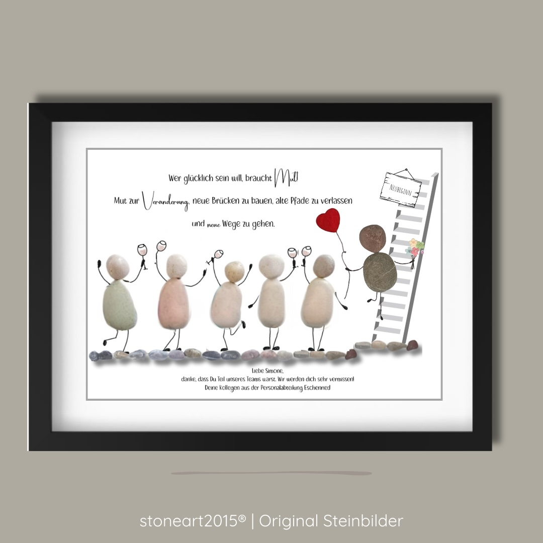 Steinbild Abschied für Kollegin oder Kollege – handgefertigtes Abschiedsgeschenk zum Jobwechsel oder Ruhestand
