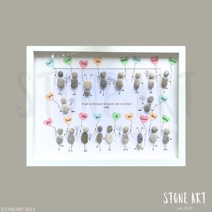 Detailansicht des handgefertigten Steinbildes „Abschied nehmen ist schwer, aber manchmal der richtige Weg“, ein liebevolles Geschenk zum Abschied