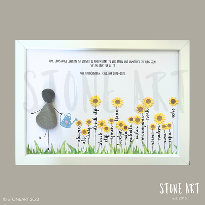 Handgemachtes Steinbild mit Spruch zum Abschied für Lehrerinnen – Geschenk mit Herz 