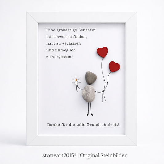 Steinbild Lehrerin Herzluftballons – Abschiedsgeschenk, stoneart2015