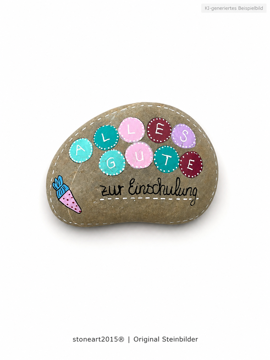 Handbemalter Stein Alles Gute zur Einschulung – Glücksbringer zur Einschulung