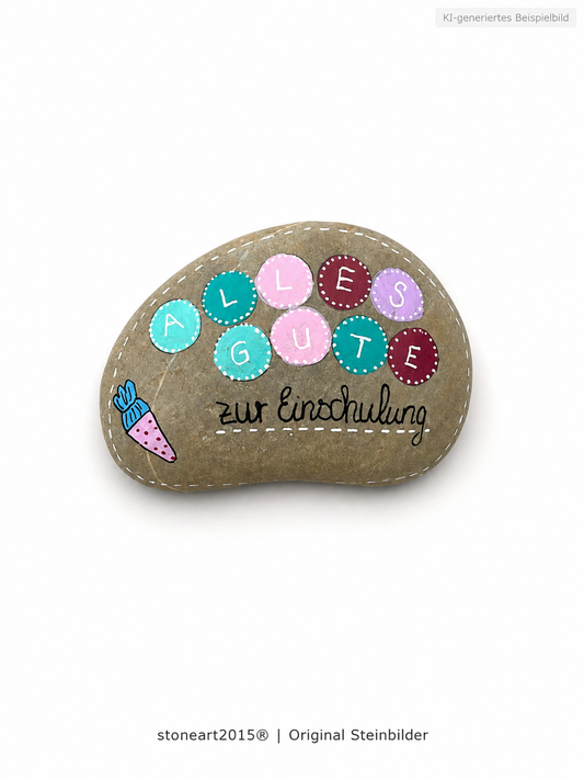 Handbemalter Stein Alles Gute zur Einschulung – Glücksbringer zur Einschulung