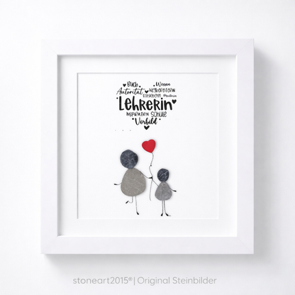 Steinbild Lehrerin – Herz-Wordart Geschenk für Lehrerinnen