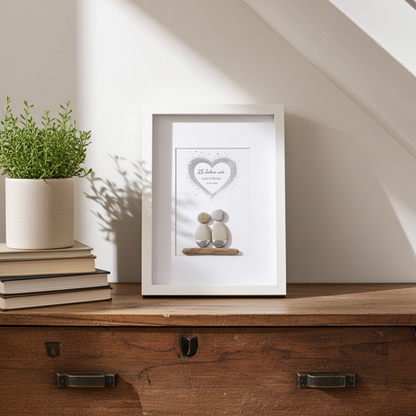 Silberhochzeit Steinbild als dekoratives Geschenk im Wohnbereich