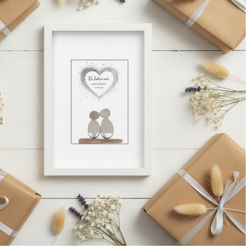 Steinbild Silberhochzeit – 25 Jahre wir – Geschenk zum 25. Hochzeitstag