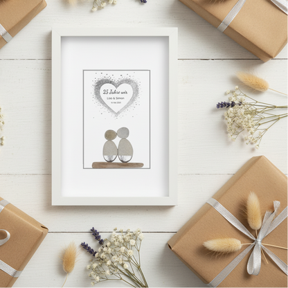 Steinbild Silberhochzeit – 25 Jahre wir – Geschenk zum 25. Hochzeitstag