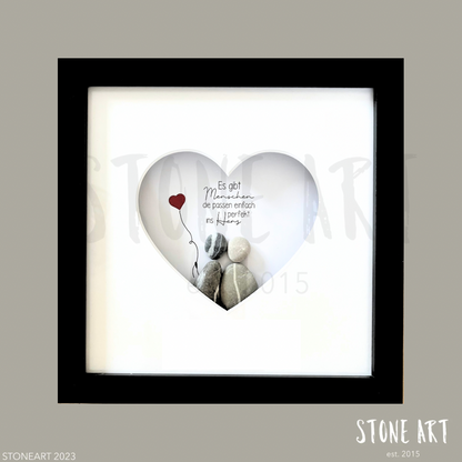 Steinbild mit Herzpassepartout "Es gibt Menschen, die passen einfach perfekt ins Herz"
