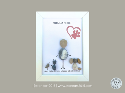 Handgefertigtes Steinbild mit Tierarzt-Motiv – perfektes Geschenk zur Tierarztpraxis-Eröffnung oder als Dankeschön für gute Behandlung.