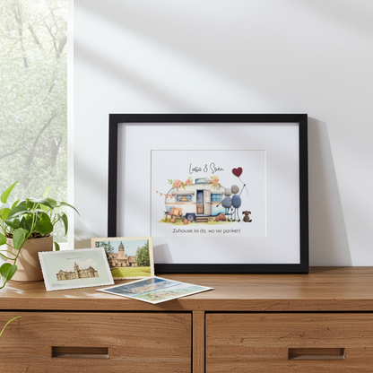 Steinbild Camping als Geschenk für Camper und Wohnmobil Liebhaber