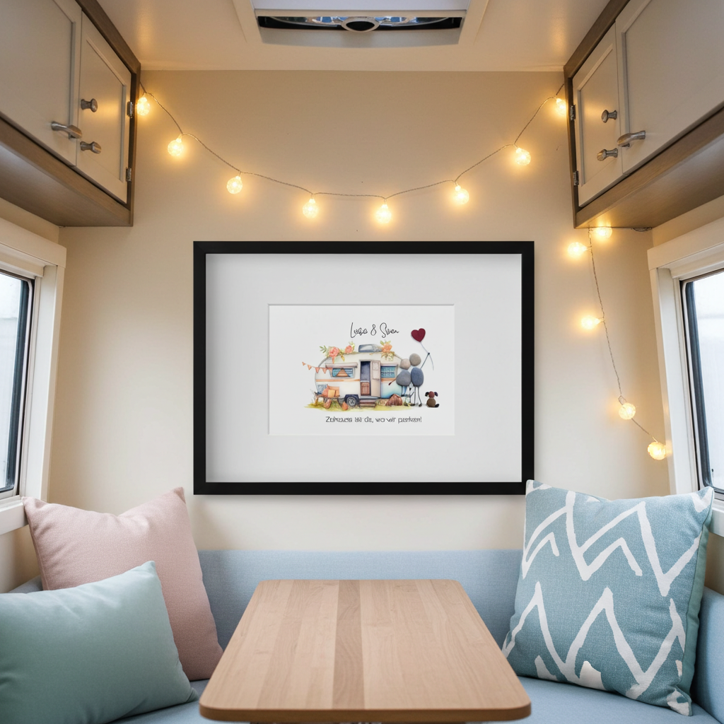 Steinbild Camping als Geschenk für Camper und Wohnmobil Liebhaber