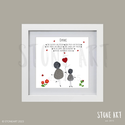 Handgefertigtes Steinbild mit Marienkäfer-Motiv und Danke-Spruch – originelles Geschenk für Erzieher:innen, Lehrer:innen oder Alltagsheld:innen.