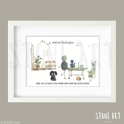 Handgefertigtes Steinbild mit Spruch „Beste Tierärztin“ – liebevolles Geschenk für Tierärztinnen zum Dank oder zur Praxiseröffnung.

