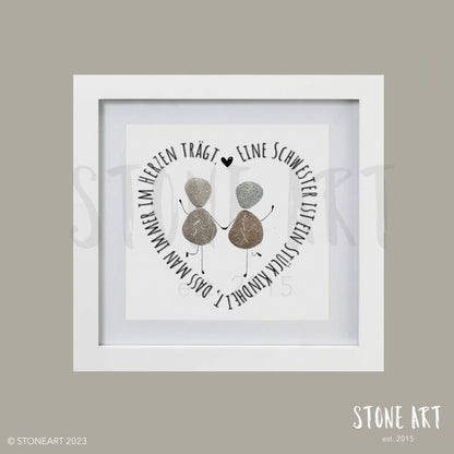 Handgemachtes Steinbild Geschenk für Schwester