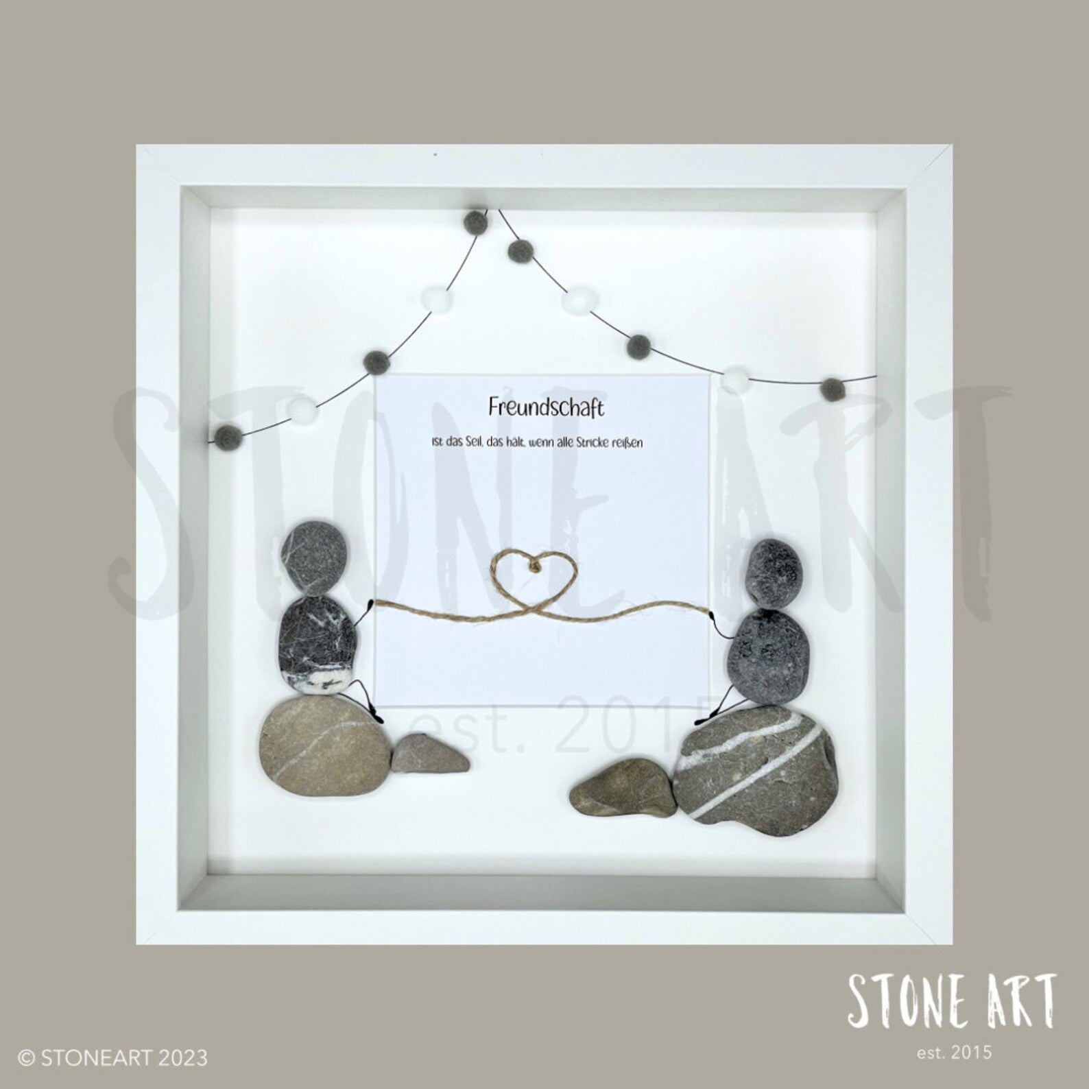 Steinbild - Freundschaft ist das Seil das hält - handgemachtes, personalisierbares Unikat