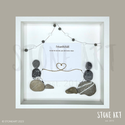 Steinbild - Freundschaft ist das Seil das hält - handgemachtes, personalisierbares Unikat