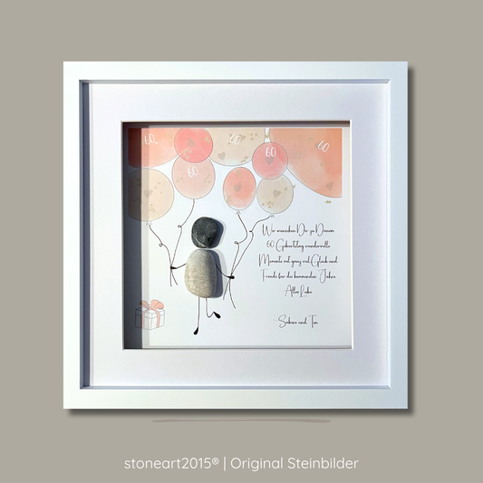 Steinbild - Geschenk zum Runden Geburtstag handgemacht