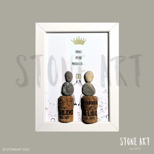 Steinbild - Prinz Pferd Prosecco Geschenk