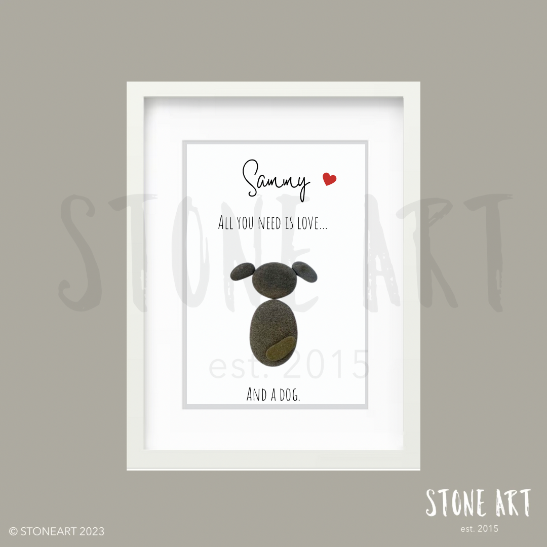 Steinbild All you need is love and a dog personalisiertes Geschenk Hundeliebhaber