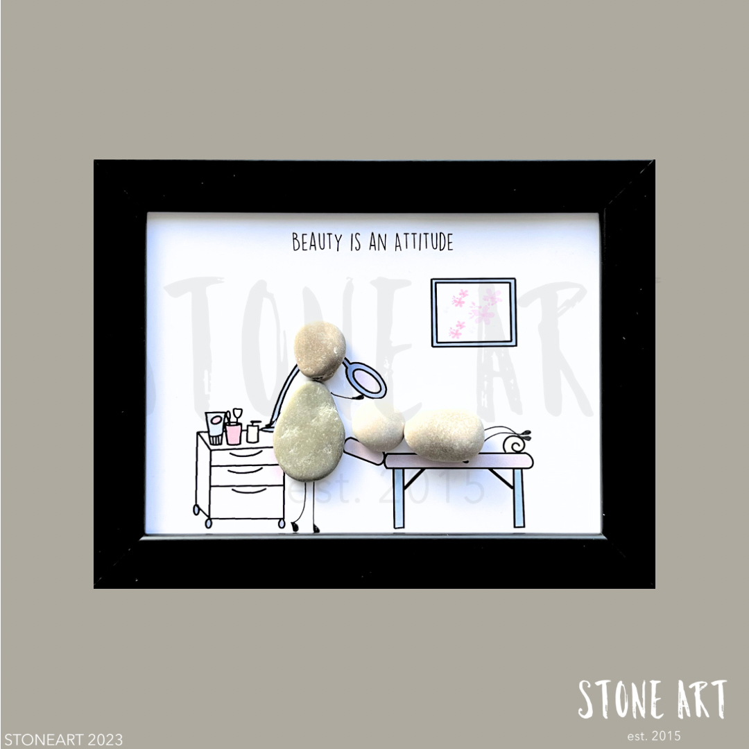 Steinbild Beauty_is_an_attitude Geschenk Kosmetikerin