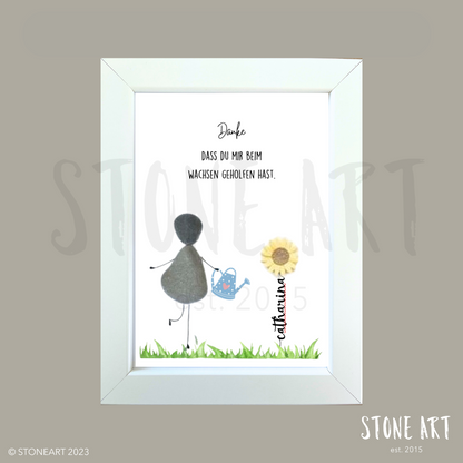 Handgemachtes Steinbild Danke_dass_du_mir_beim_Wachsen_geholfen_hast personalisierbar mit Namen