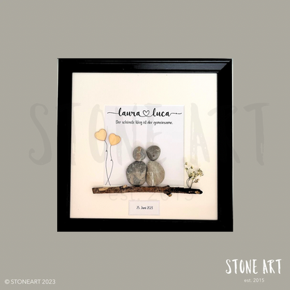 Steinbild Der Schönste Weg ist der gemeinsam Hochzeitsgeschenk hellbraune Herzen