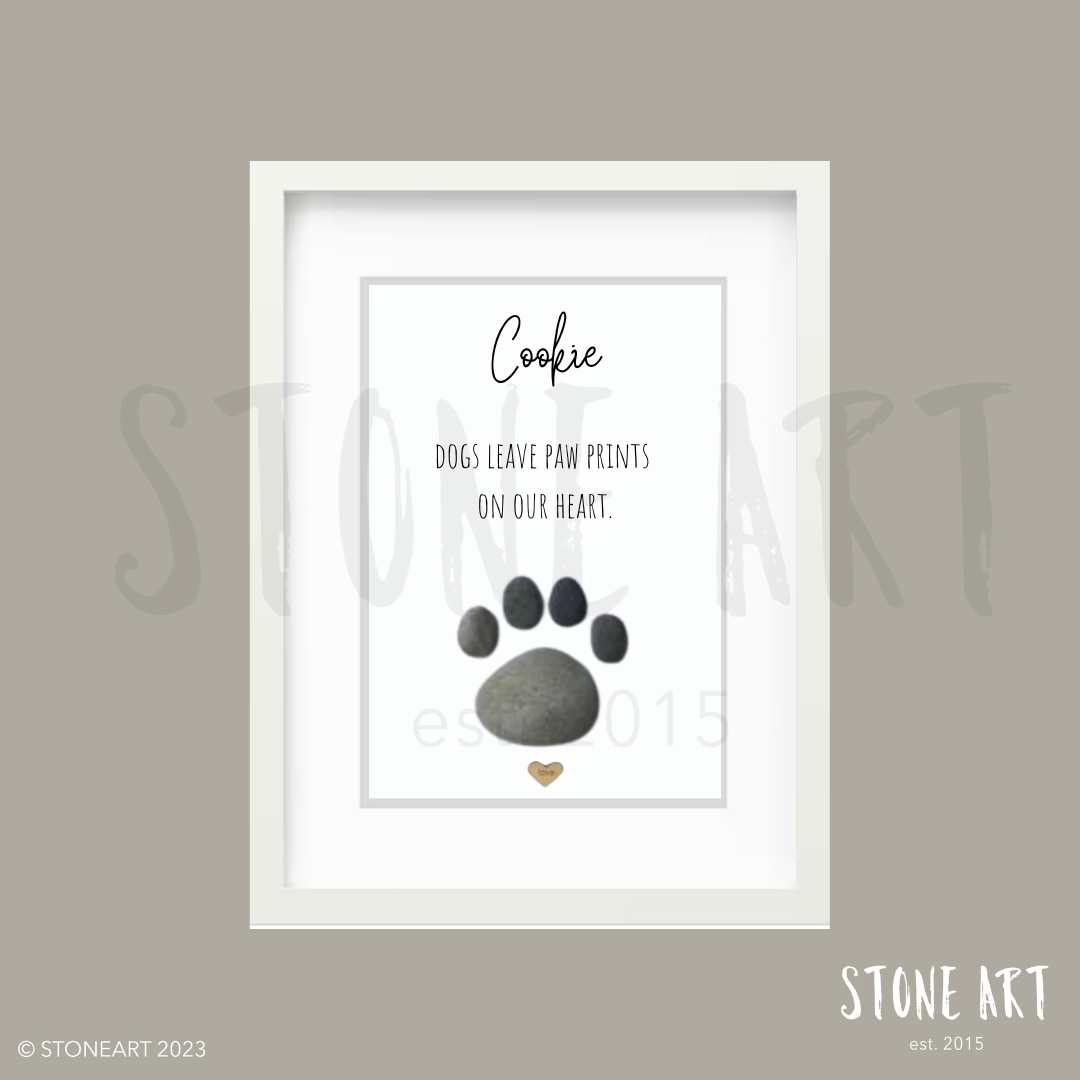 Steinbild Dogs leave paw prints on our heart Geschenk Hundebesitzer