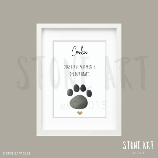 Steinbild Dogs leave paw prints on our heart Geschenk Hundebesitzer