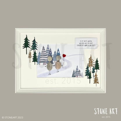 Steinbild mit Spruch ‚Es ist nicht wichtig, welchen Weg du gehst‘ – motivierende Stein Deko