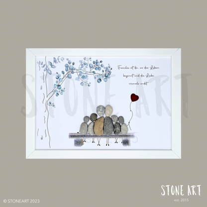 Handgemachtes Steinbild mit Familienspruch – Geschenk für Eltern, Großeltern oder zur Hochzeit