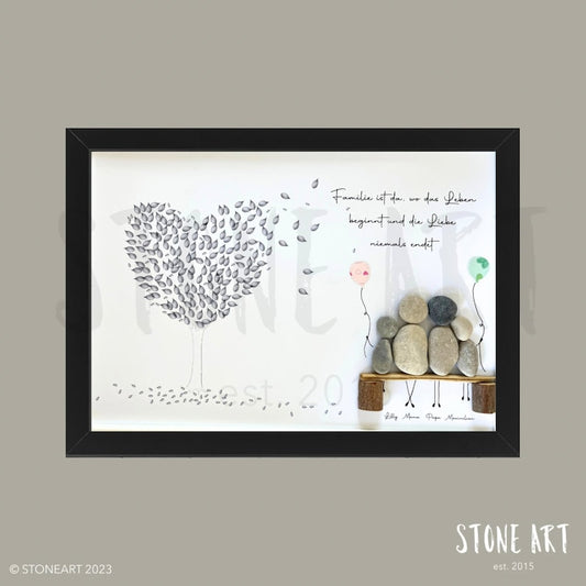 Steinbild Familie ist da wo das leben beginnt und die Liebe niemals endet