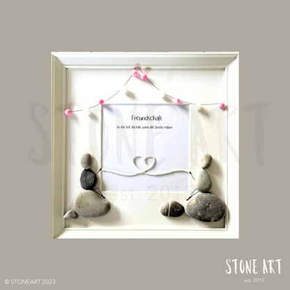 Handgemachtes Steinbild Freundschaft ist das Seil das hält Geschenk personalisierbar.