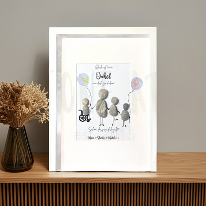 Steinbild Onkel mit Spruch „Glück ist, einen Onkel wie dich zu haben“ – handgemachtes Geschenk aus Natursteinen