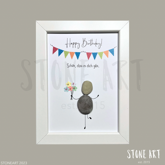 Steinbild Happy Birthday Geburtstagsgeschenk personalisiert